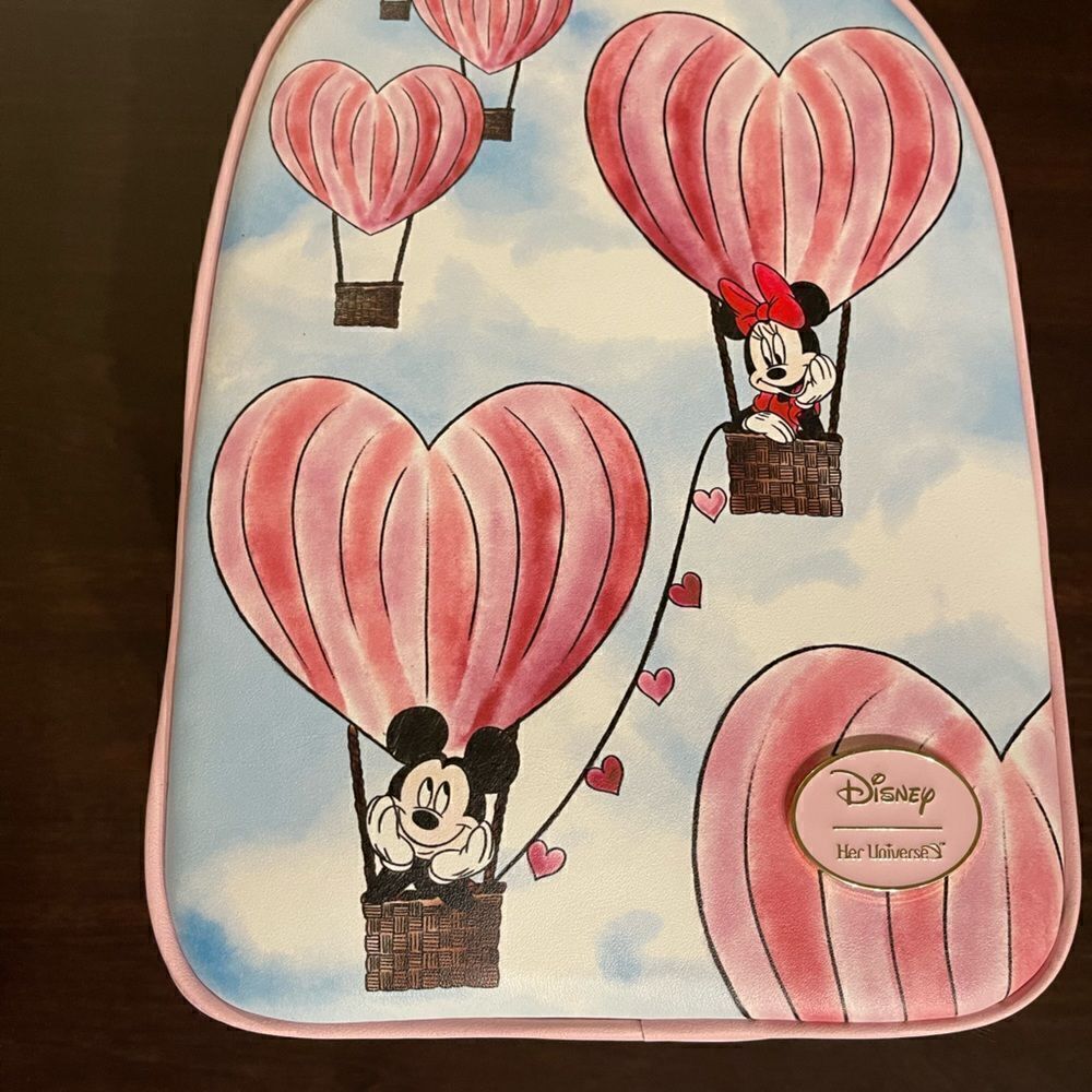 Her Universe Disney Mickey and Minnie Mouse Heart Balloon Mini Backpack NWT - Picture 8 of 13